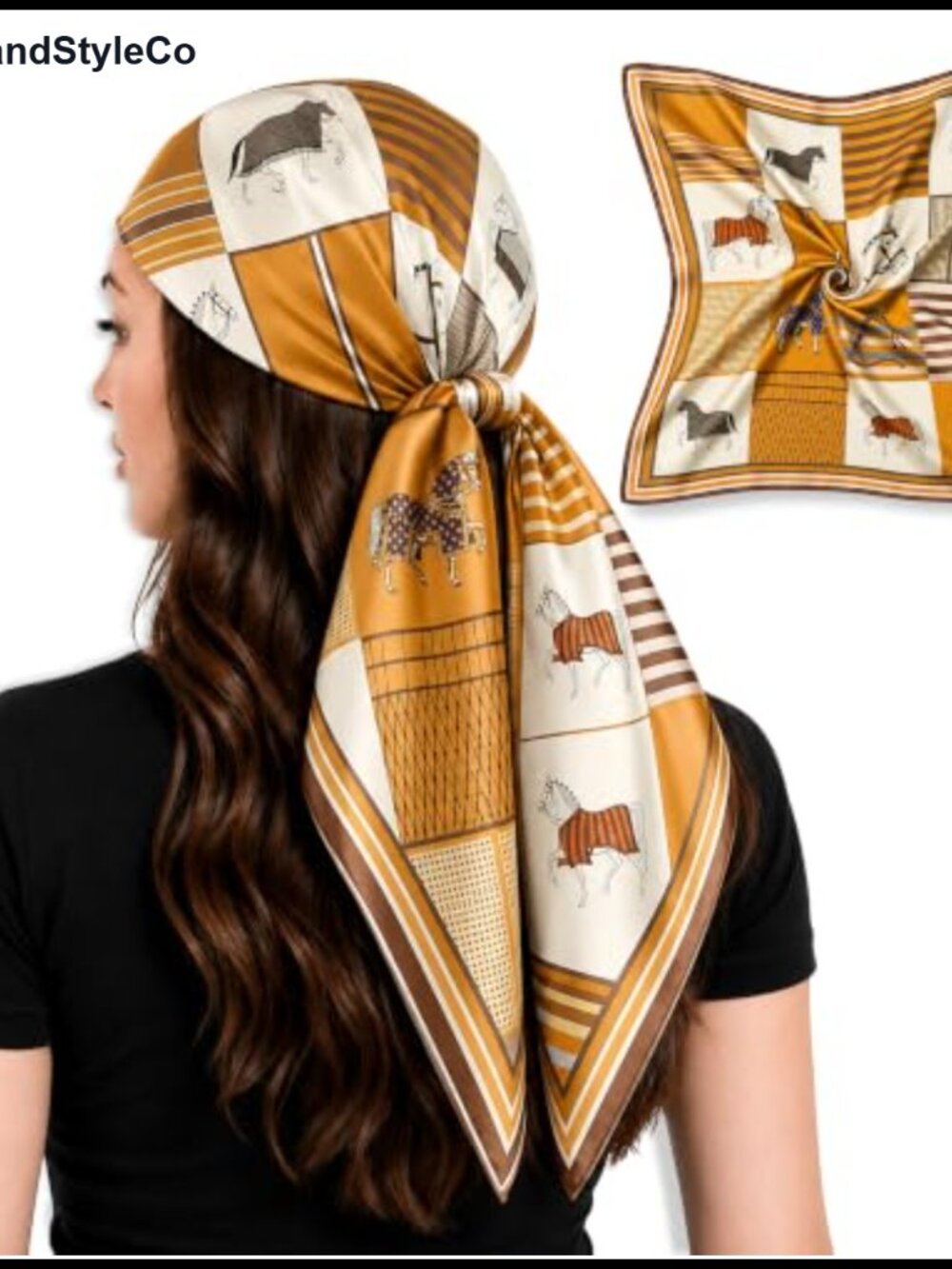 Silk-Like Satin Square Scarf 35in Head Wrap Sleeping Hair Covering